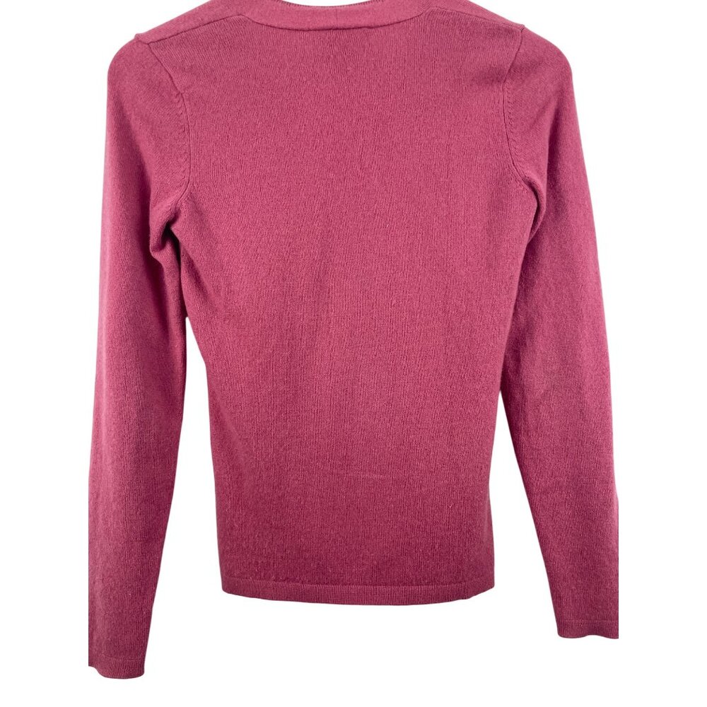 Ann Taylor Women's XS 100% Cashmere V Neck Barbie Pink Pullover Sweater Jumper - Picture 7 of 7
